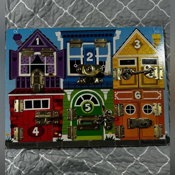 Melissa & Doug Other - Melissa & Doug Wooden Latches Board - Learning Colors & Numbers Sensory Toy
